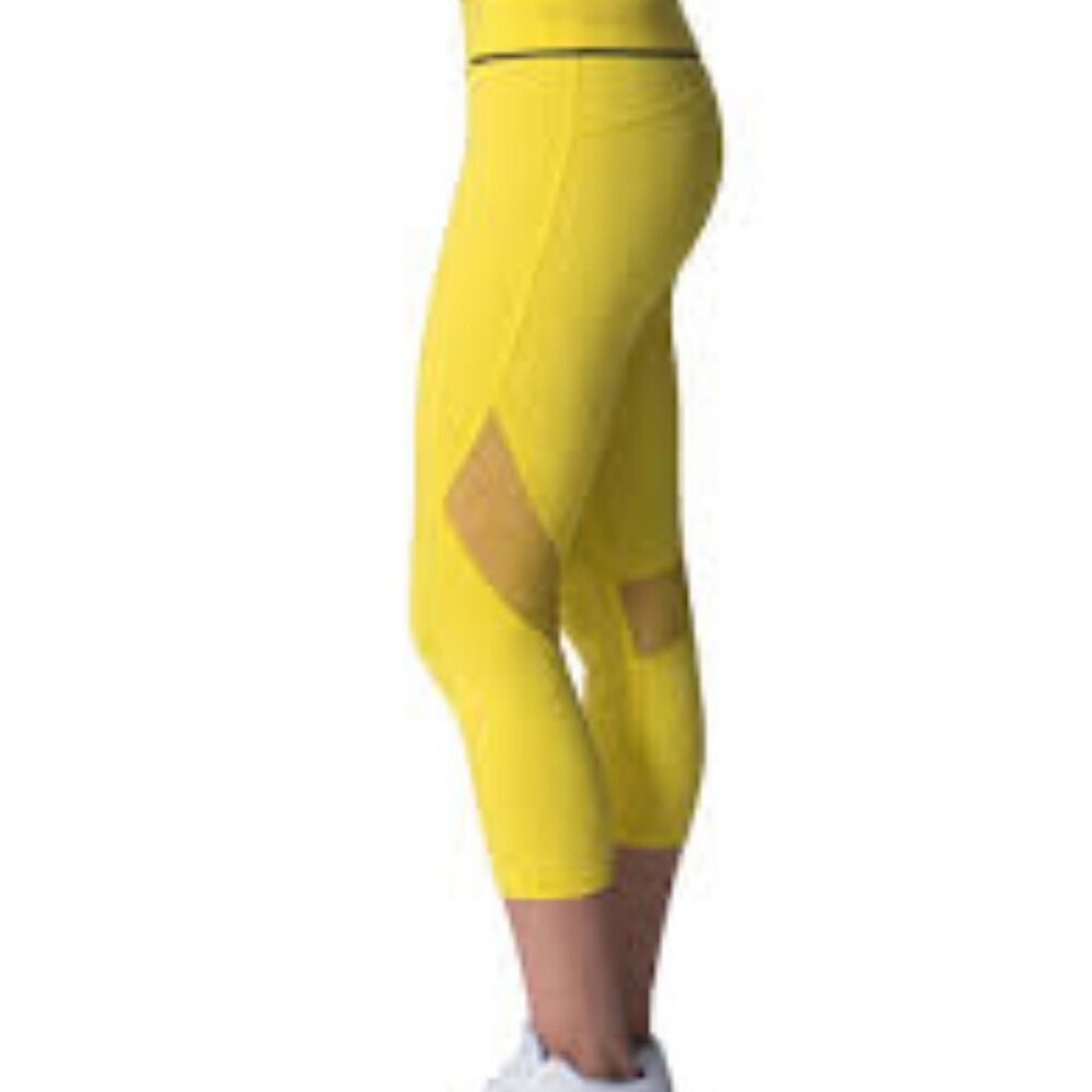 Alala Size XS Bright Yellow with Black Trim Captain Crop Leggings Exc. Used Cond